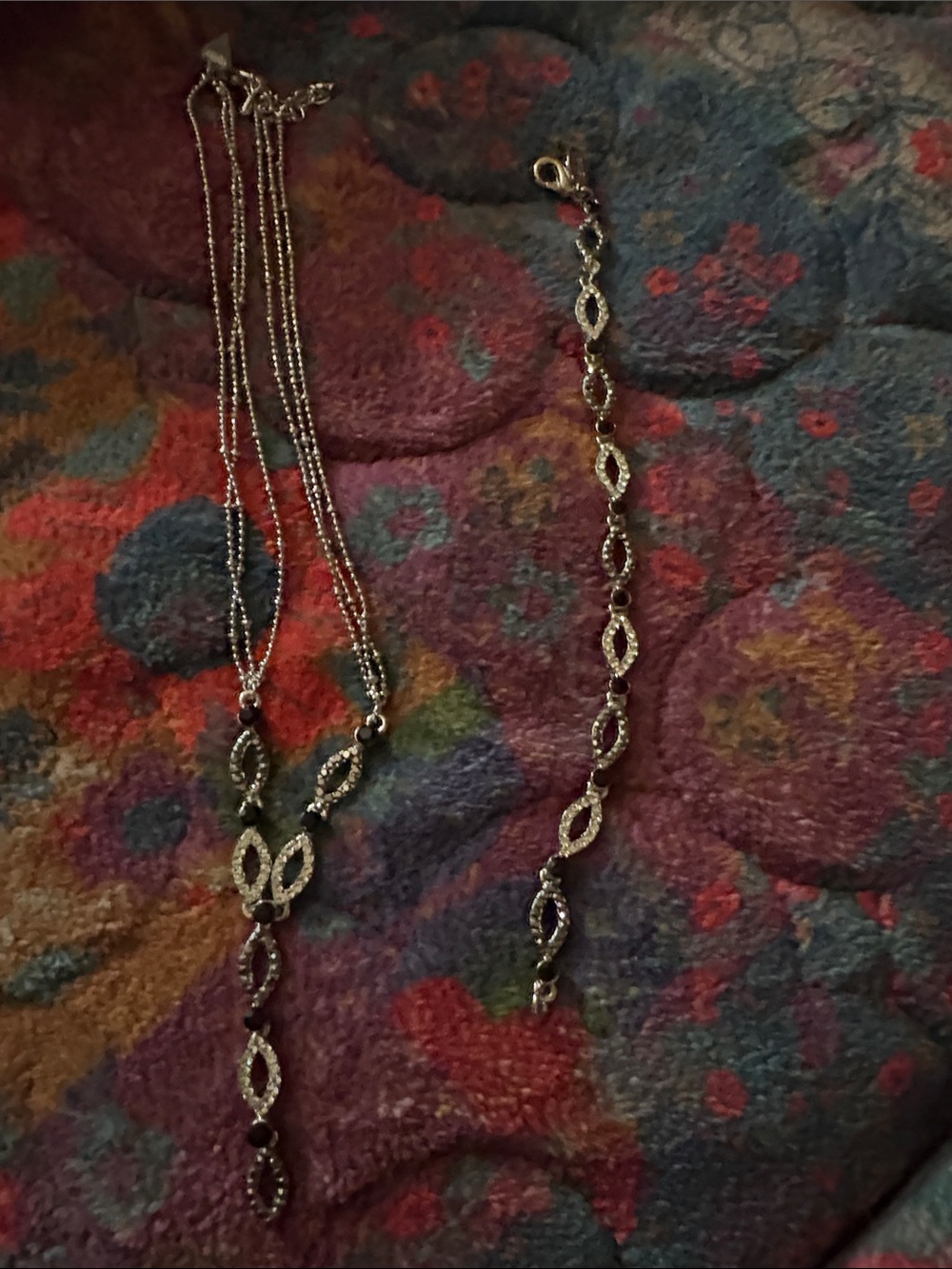 Delicate Silver-Tone Crystal Necklace and Bracelet Set